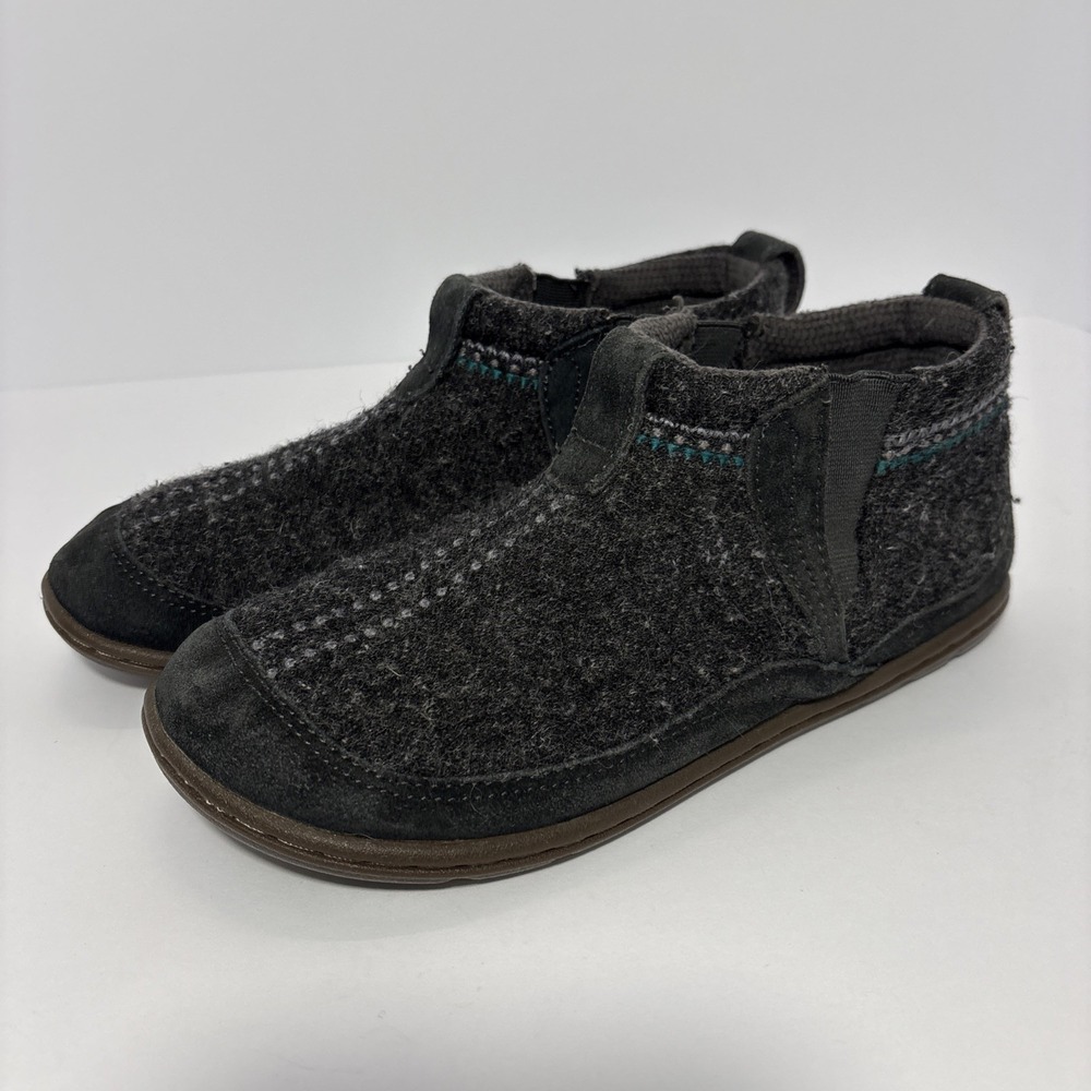 Acorn Womens Wool & Suede Slip On Loafer Shoes Charcoal Gray Rubber Sole Size W8